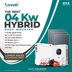 4 kW Hybrid Solar System Package with Roof mounted structure – Complete Installation