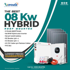 8 kW Hybrid Solar System Package with Roof mounted structure – Complete Installation