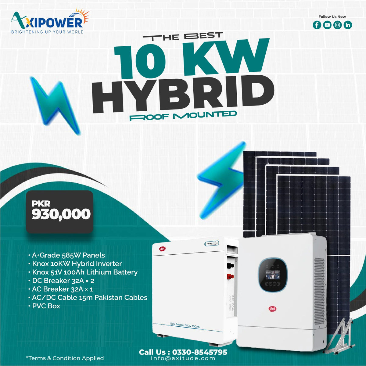 10 kW Hybrid System Package with Roof Mounted Structure - Complete Installation