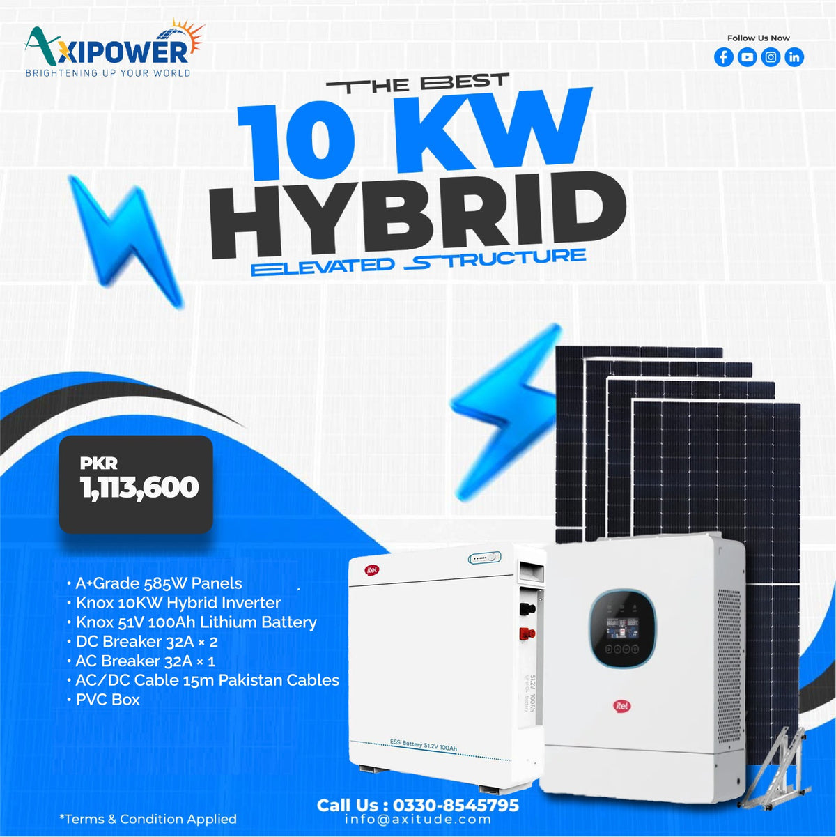 10 kW Hybrid Solar System Package with Elevated structure – Complete Installation