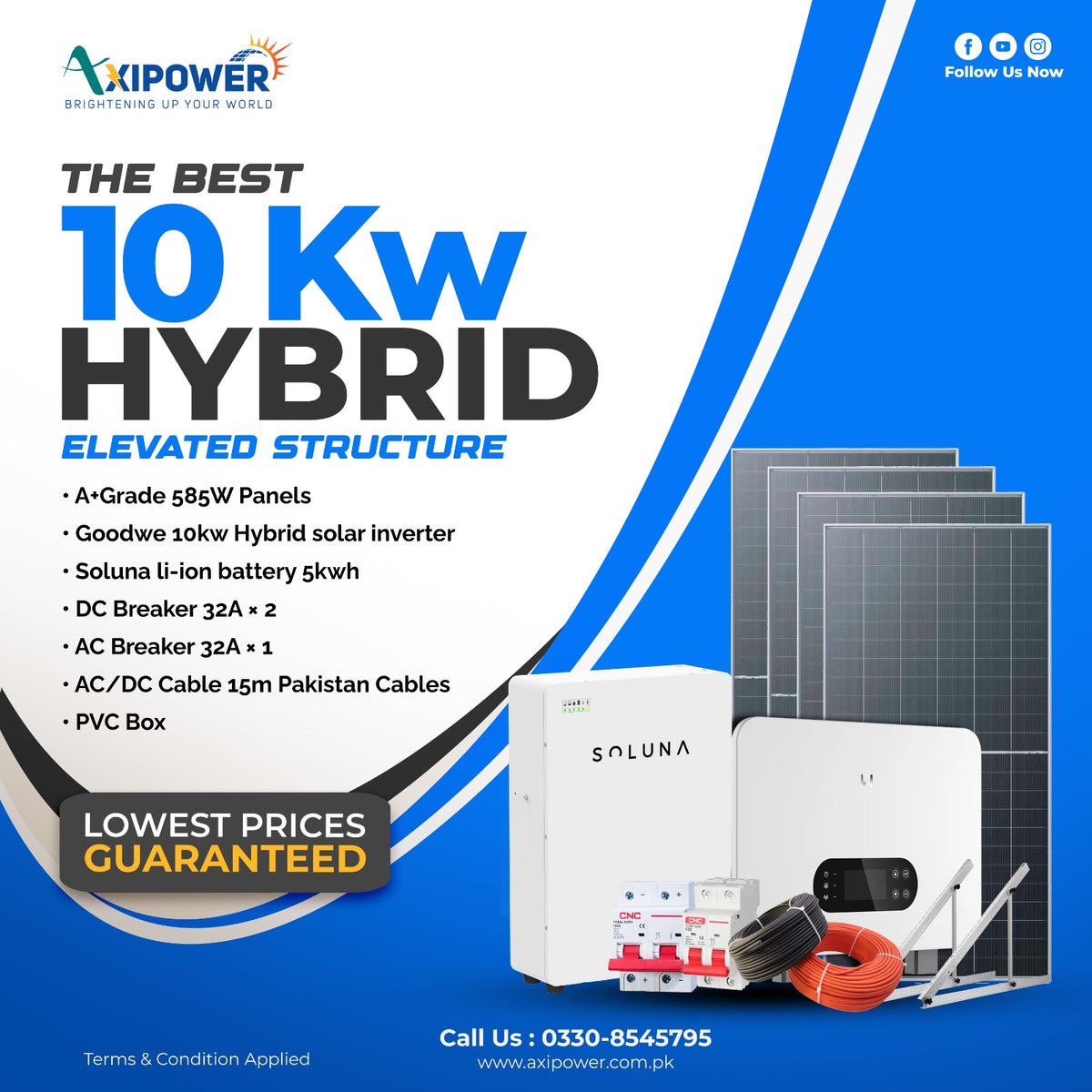 10 kW Hybrid Solar System Package with Elevated structure – Complete Installation
