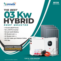 3 kW Hybrid Solar System Package with Roof mounted structure – Complete Installation