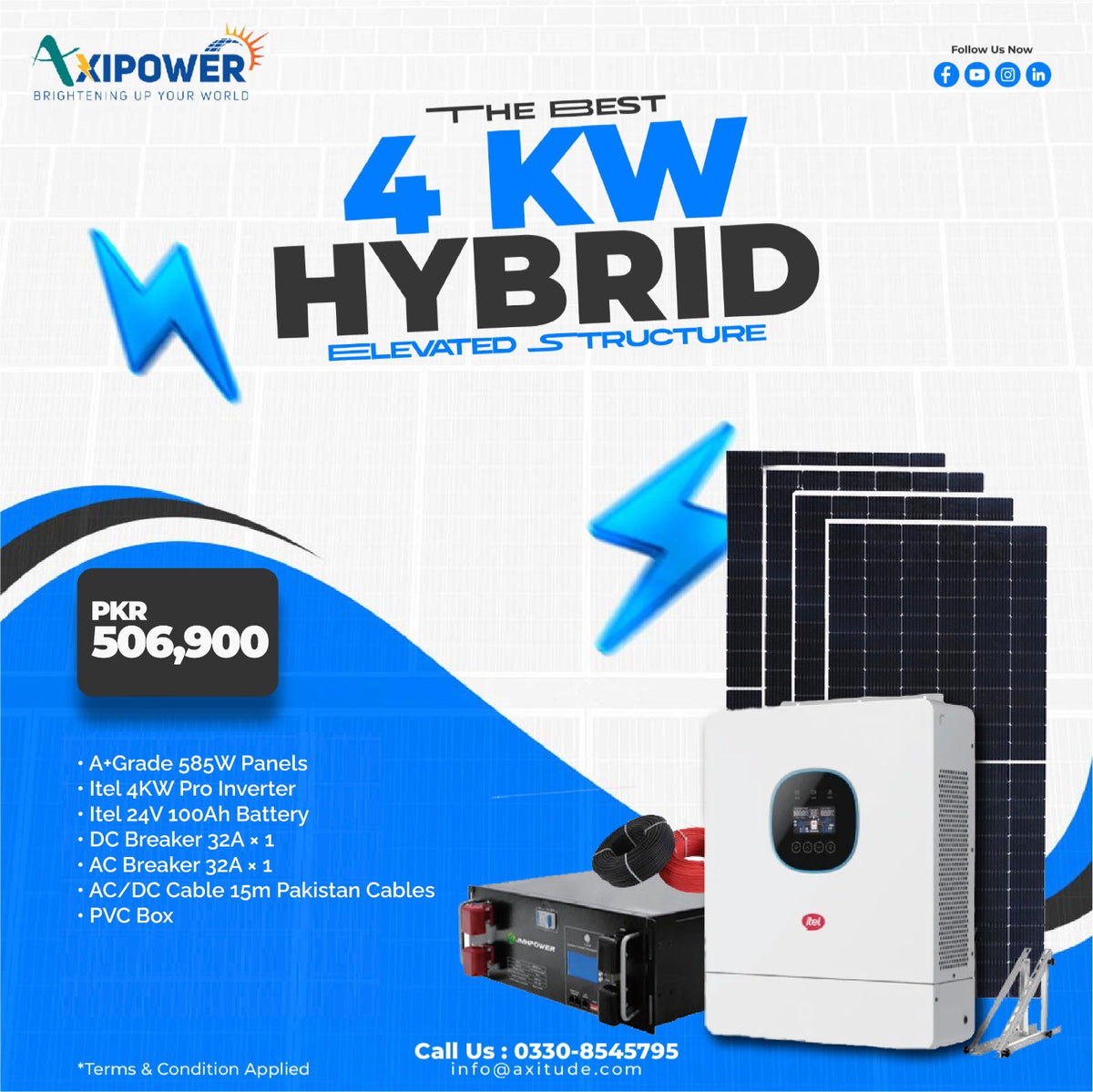 4 kW Hybrid Solar System Package with Elevated structure – Complete Installation
