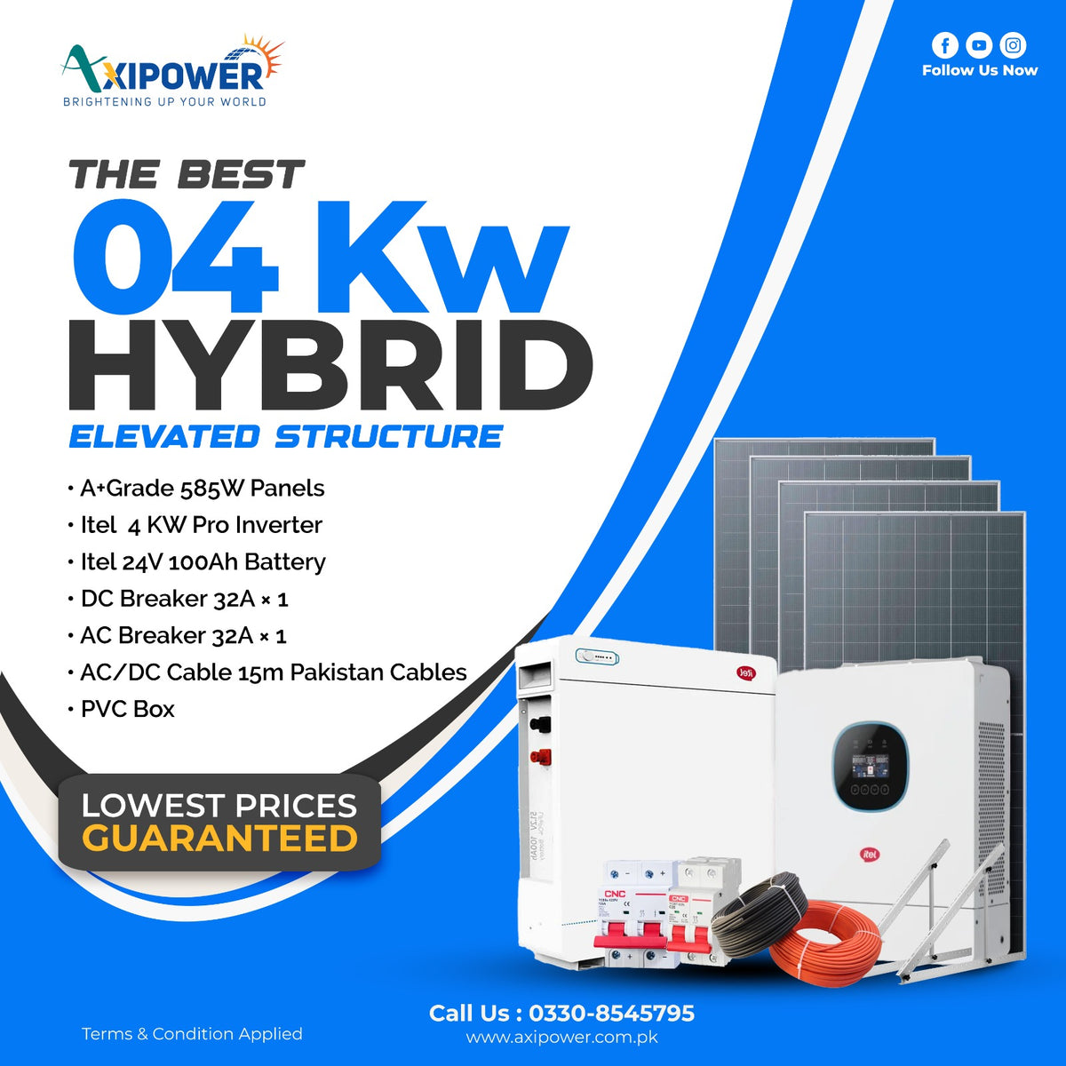 4 kW Hybrid Solar System Package with Elevated structure – Complete Installation
