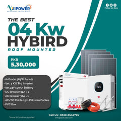 4 kW Hybrid Solar System Package with Roof mounted structure – Complete Installation