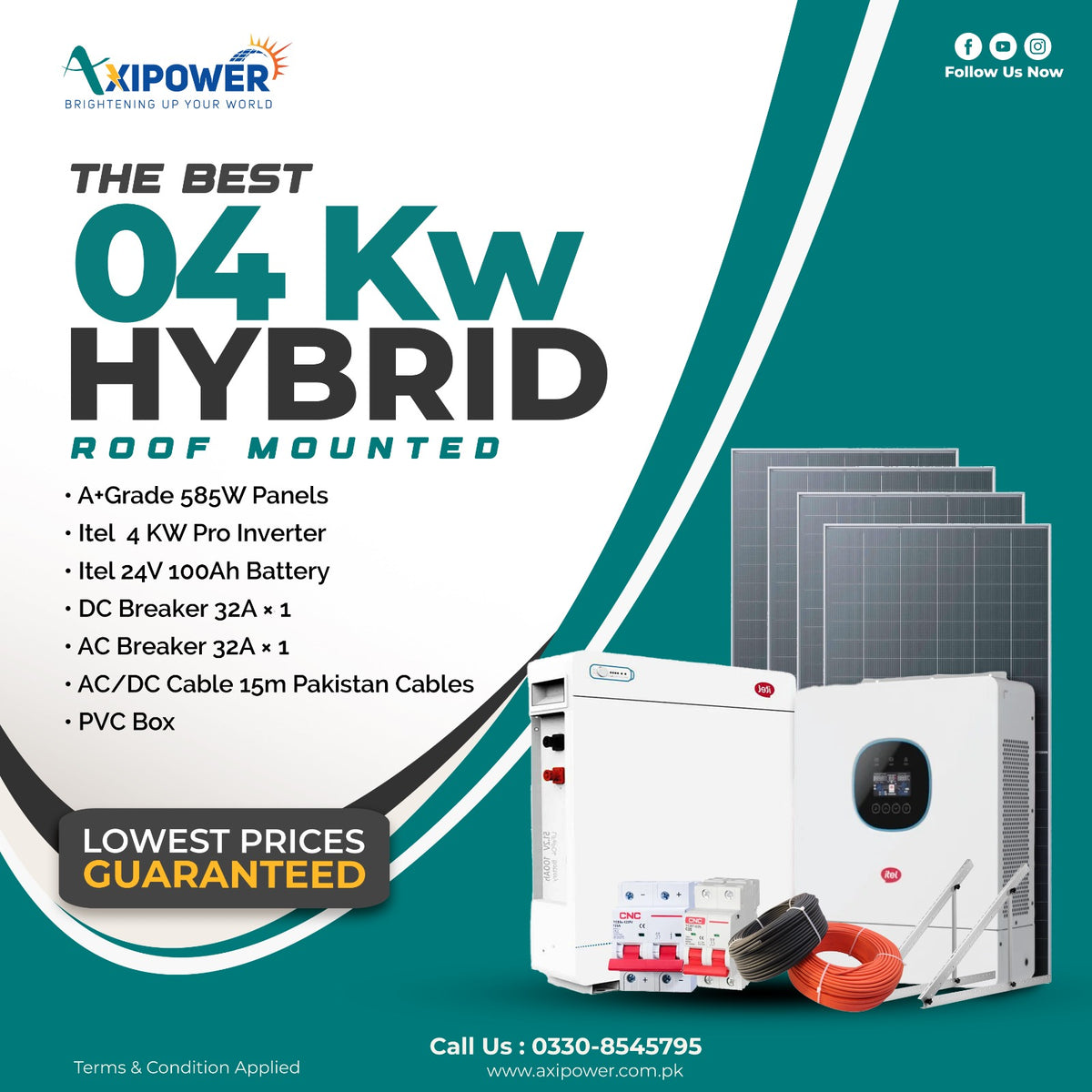4 kW Hybrid Solar System Package with Roof mounted structure – Complete Installation