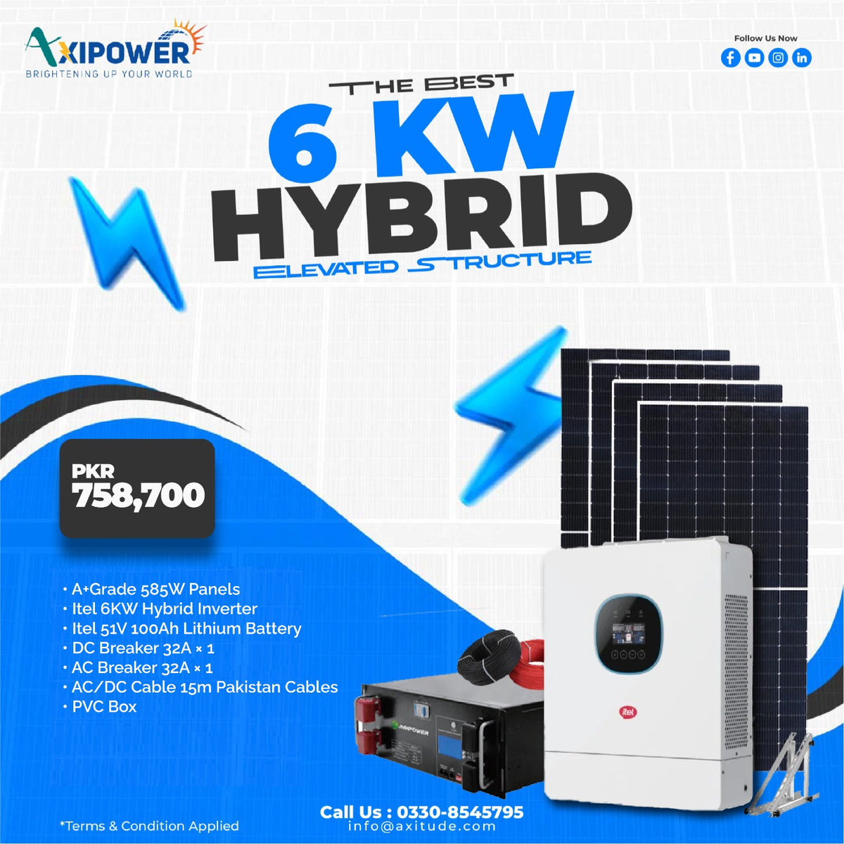 6 kW Hybrid Solar System Package with Elevated structure – Complete Installation