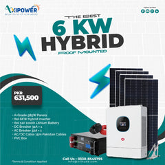 6 kW Hybrid Solar System Package with Roof mounted structure – Complete Installation