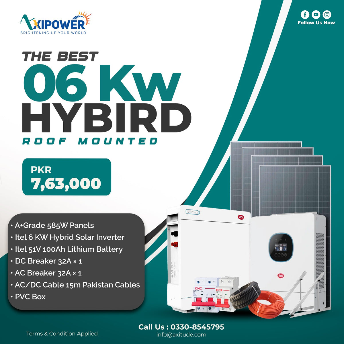 6 kW Hybrid Solar System Package with Roof mounted structure – Complete Installation