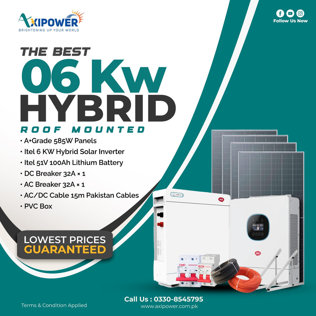 6 kW Hybrid Solar System Package with Roof mounted structure – Complete Installation