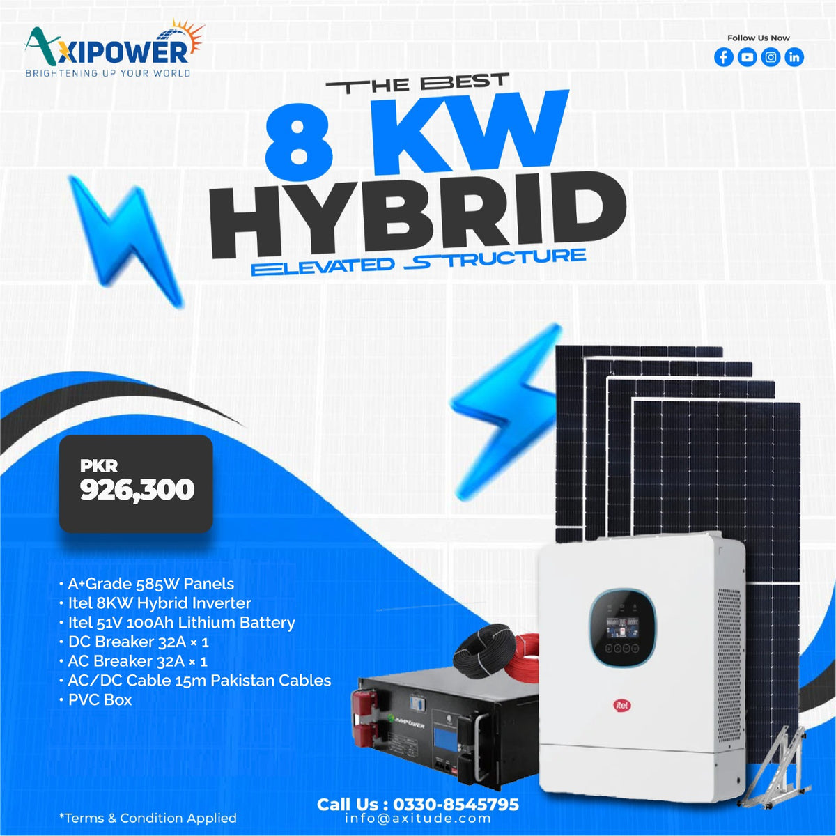 8 kW Hybrid Solar System Package with Elevated structure – Complete Installation