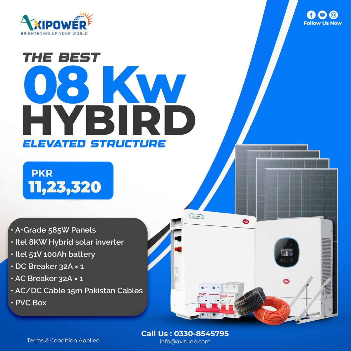 8 kW Hybrid Solar System Package with Elevated structure – Complete Installation