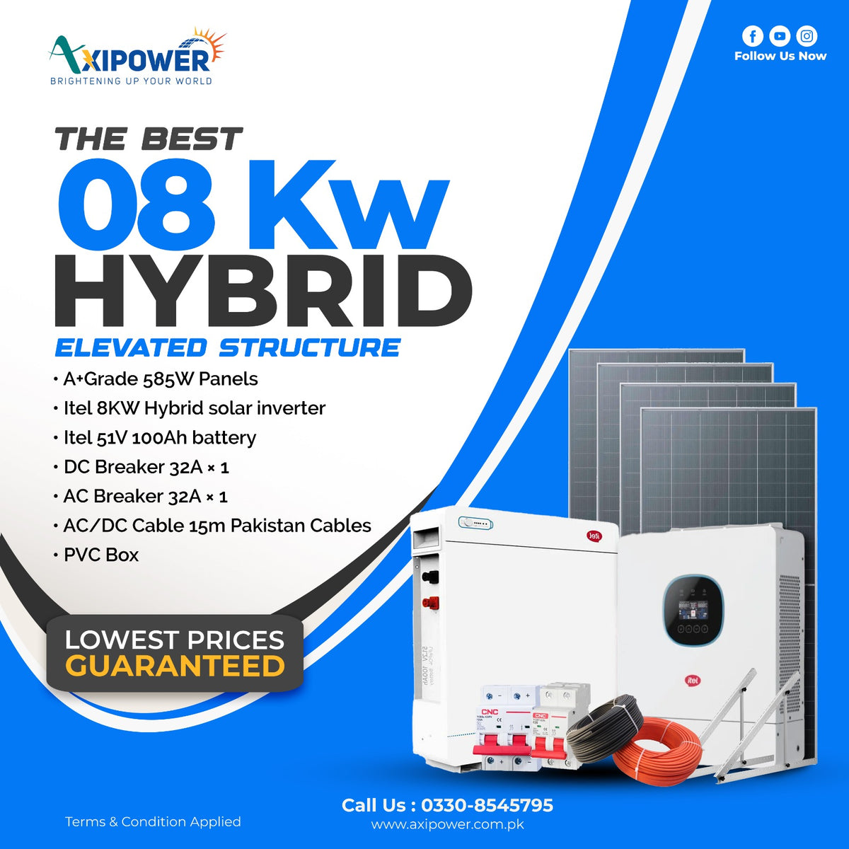 8 kW Hybrid Solar System Package with Elevated structure – Complete Installation