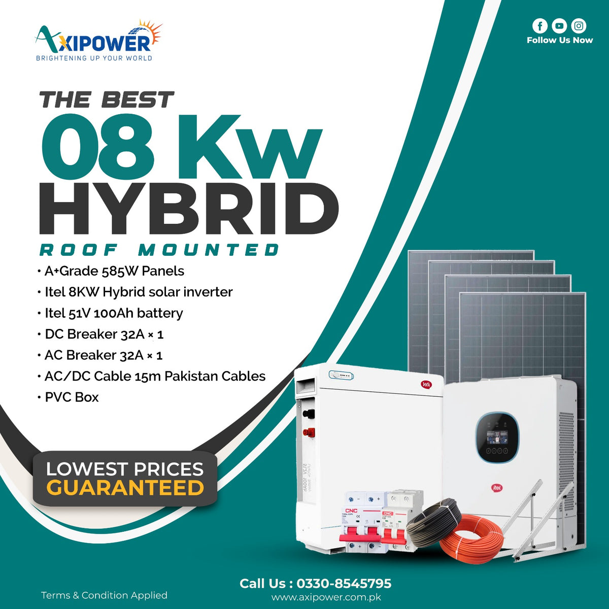 8 kW Hybrid Solar System Package with Roof mounted structure – Complete Installation