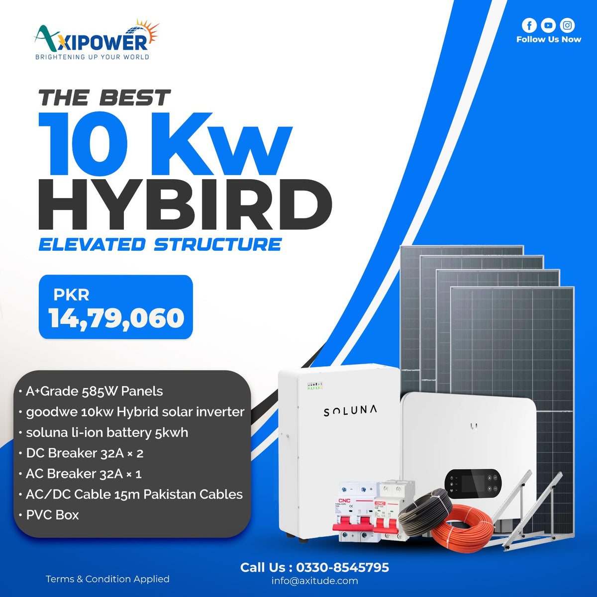 10 kW Hybrid Solar System Package with Elevated structure – Complete Installation