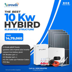 10 kW Hybrid Solar System Package with Elevated structure – Complete Installation